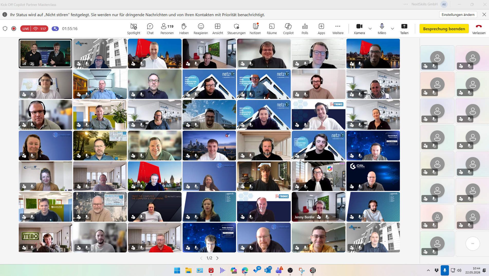 Kick-off der Copilot Partner Masterclass Klasse 1 am 22.05.2026 mit knapp 120 Teilnehmern live in Microsoft Teams